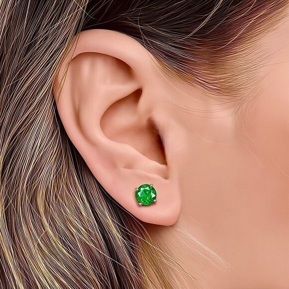 Natural Emerald Stud Earrings 14k White Gold 1.93 Carats Certified $1,995 121155 - Picture 3 of 12